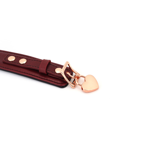 Шкіряний нашийник з повідцем Liebe Seele Wine Red Curved Collar, замок-сердечко №5