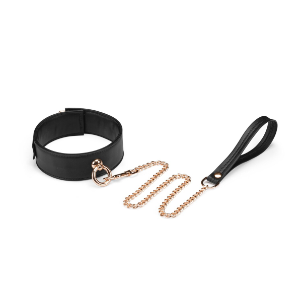 Нашийник з повідцем Liebe Seele Black Organosilicon Collar with Leash, екошкіра - фото