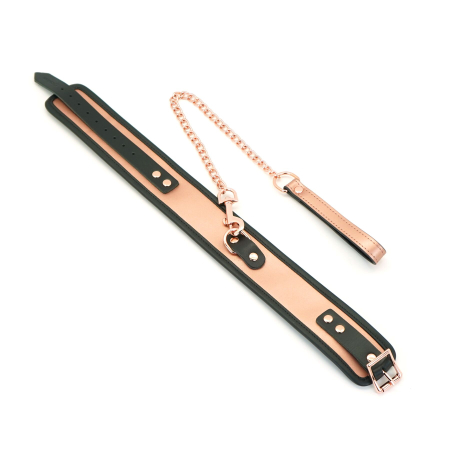 Широкий нашийник з повідцем Liebe Seele Rose Gold Memory Collar with Leash, натуральна шкіра - фото №2
