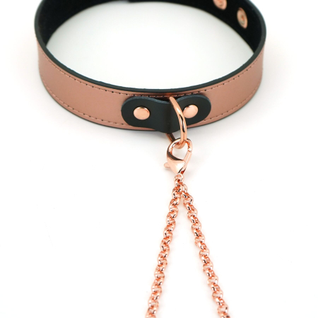 Нашийник із затискачами для сосків Liebe Seele Rose Gold Memory Collar with Nipple Clamps, шкіра - фото №10