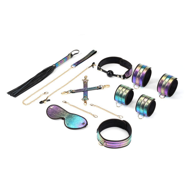 БДСМ-набір Liebe Seele Vivid Rainbow 8 Pieces Set, 8 аксесуарів, екошкіра на оксамитовій основі 