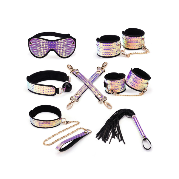 Набір Liebe Seele Pink G lossy 7pcs Bondage Kit, фіксатори, нашийник з повідцем, кляп, флогер, маска - фото