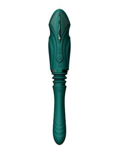 Компактна смарт секс-машина Zalo – Sesh Turquoise Green, 2 насадки, пульт ДК, кристал Swarovski №4