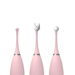 Кліторальний вібратор KISTOY C-King Pink, з двома дод. насадками, потужна прицільна стимуляція - - фото №4