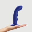 Насадка для страпона з подвійною точковою пульсацією Strap-On-Me TAPPING DILDO WAVE – NIGHT BLUE, М - фото №4