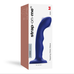 Насадка для страпона з подвійною точковою пульсацією Strap-On-Me TAPPING DILDO WAVE – NIGHT BLUE, М - - фото №5