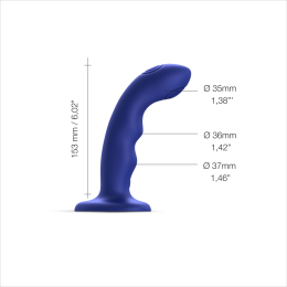 Насадка для страпона з подвійною точковою пульсацією Strap-On-Me TAPPING DILDO WAVE – NIGHT BLUE, М - - фото №2