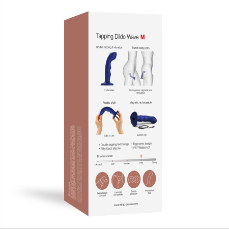 Насадка для страпона з подвійною точковою пульсацією Strap-On-Me TAPPING DILDO WAVE – NIGHT BLUE, М - фото №6
