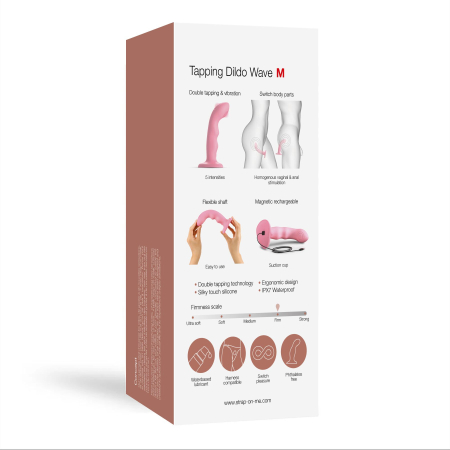 Насадка для страпона з подвійною точковою пульсацією Strap-On-Me TAPPING DILDO WAVE – CORAL PINK, М - фото №6