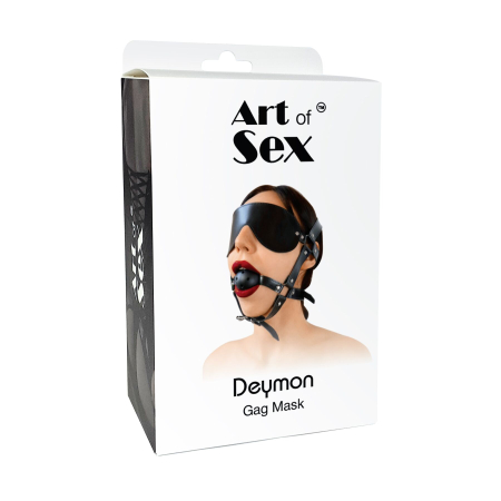 Кляп-маска Art of Sex - Deymon, екошкіра, колір чорний - фото №4