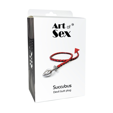 Металева анальна пробка S з диявольським хвостом Art of Sex - Succubus, екошкіра, червоний - фото №5