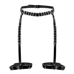 Гартери прикрашені кільцями Art of Sex - Geneva, Натуральна шкіра, Розмір L-2XL - - фото №3