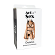 Сексуальний набір гартери та портупея Art of Sex - Geneva прикрашені кільцями, Натуральна шкіра,XS-M - фото №5