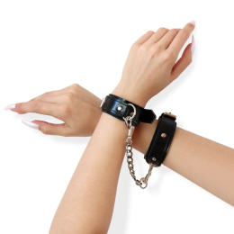 Набір BDSM Art of Sex - Emoji, наручники та поножі, екошкіра, чорний - - фото №5