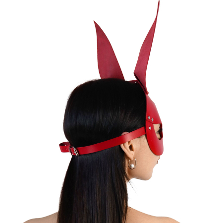 Шкіряна маска Зайчика Art of Sex - Bunny mask, колір Червоний №2