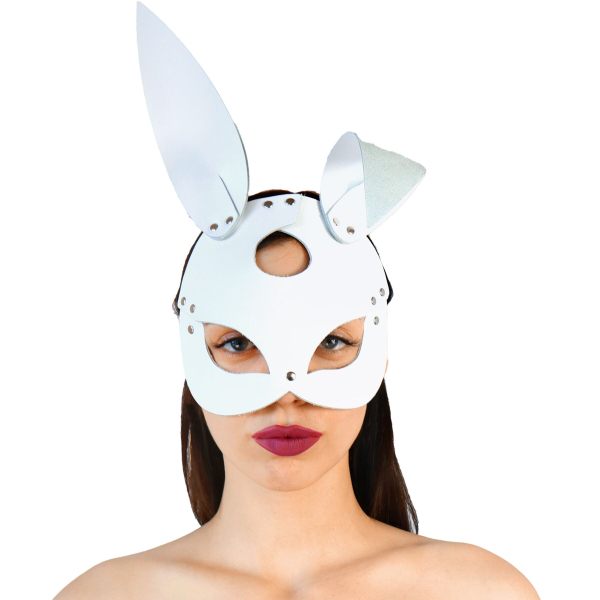 Шкіряна маска Зайчика Art of Sex - Bunny mask, колір Білий - фото