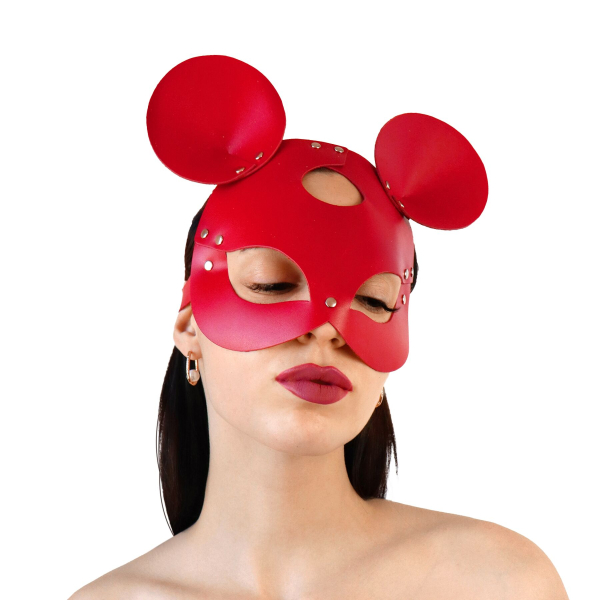 Шкіряна маска мишки Art of Sex - Mouse Mask, колір Червоний - фото