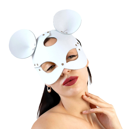 Шкіряна маска мишки Art of Sex - Mouse Mask, колір Білий 