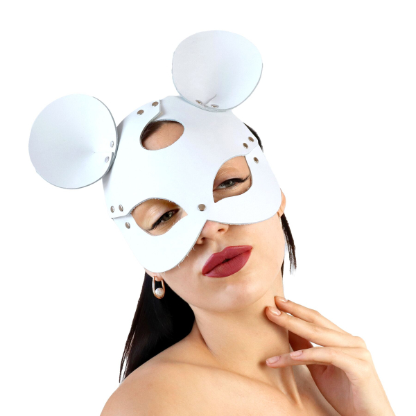 Шкіряна маска мишки Art of Sex - Mouse Mask, колір Білий 