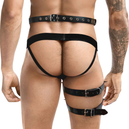 Чоловічі гартери з натуральної шкіри Art of Sex - Serge, колір Чорний, розмір XS-M - - фото №2