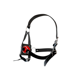 Кляп-маска з пластиковою кулею Art of Sex - Slave, Натуральна шкіра, колір Чорний - - фото №3