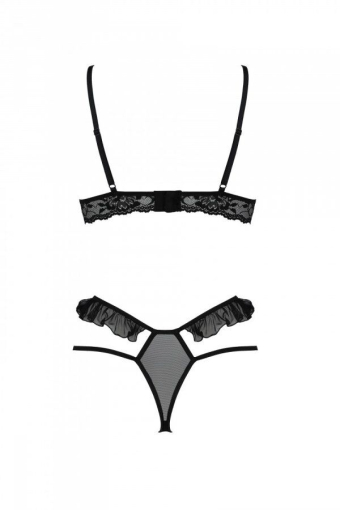 Еротичний комплект Passion DOLLY SET, S/M, black, з відкритими чашками - фото №4