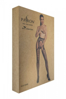 Еротичні колготки-бодістокінг Passion ECO S008 black, з імітацією панчіх та пояса - - фото №6