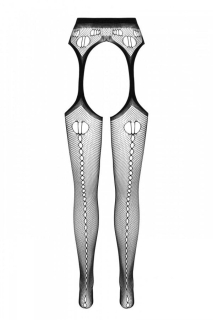 Еротичні колготки-бодістокінг Passion ECO S008 black, з імітацією панчіх та пояса - - фото №4
