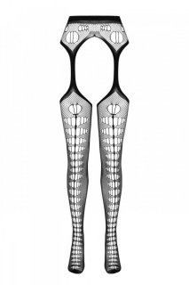 Еротичні колготки-бодістокінг Passion ECO S008 black, з імітацією панчіх та пояса - - фото №3