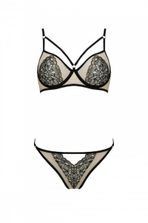 Комплект Passion LORINA SET, S/M, beige, бюстгальтер та трусики - - фото №3