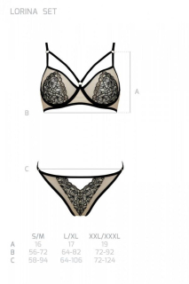 Комплект Passion LORINA SET, S/M, beige, бюстгальтер та трусики - - фото №5