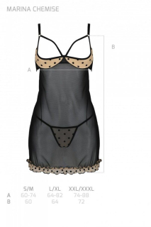 Еротичний пеньюар Passion MARINA CHEMISE, S/M, beige - - фото №5