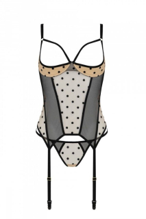 Корсет Passion MARINA CORSET, L/XL, beige, з відкритими чашками - - фото №3