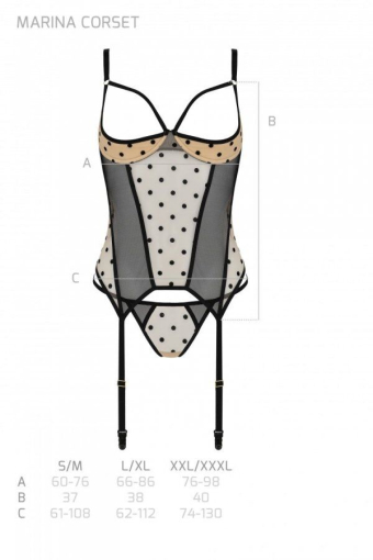 Корсет Passion MARINA CORSET, XXL/XXXL, beige, з відкритими чашками - фото №5