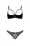 Еротичний комплект Passion MARINA SET WITH OPEN BRA, L/XL, black, відкриті чашки - фото №3