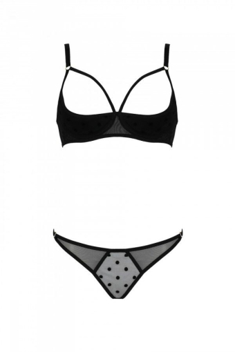 Еротичний комплект Passion MARINA SET WITH OPEN BRA, XXL/XXXL, black, відкриті чашки - фото №3
