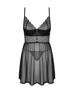 Еротичний комплект Obsessive Chemeris babydoll & thong XL/2XL, пеньюар та стрінги - - фото №3