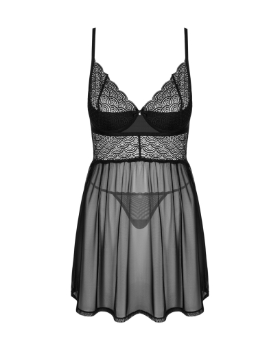 Еротичний комплект Obsessive Chemeris babydoll & thong XL/2XL, пеньюар та стрінги - фото №3