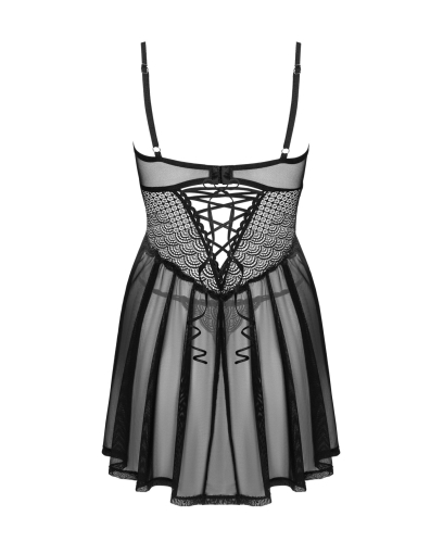 Еротичний комплект Obsessive Chemeris babydoll & thong XL/2XL, пеньюар та стрінги - фото №4