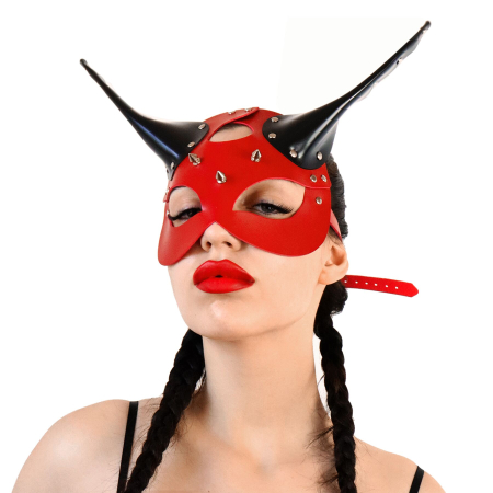 Шкіряна маска Art of Sex - Lucifer Red&Black - фото