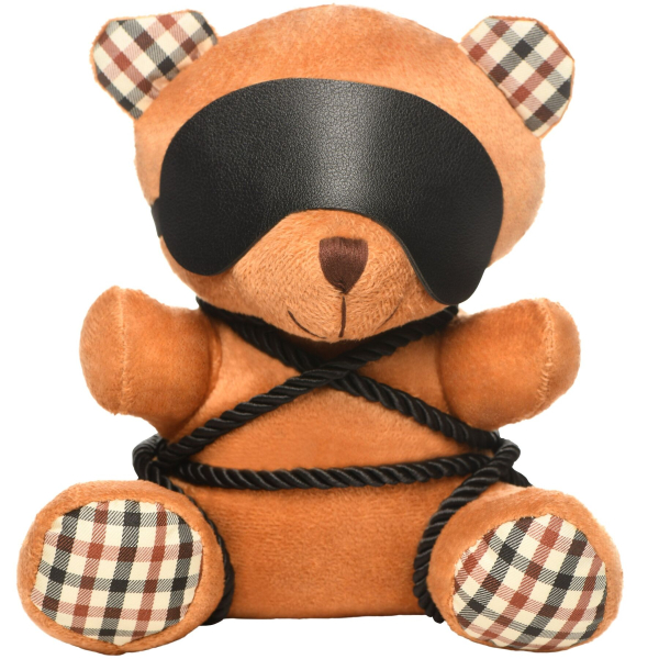 Плюшевий ведмедик ROPE Teddy Bear БДСМ у шкіряній масці та обв’язці, 22x16x12 см 