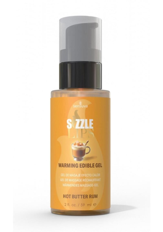 Зігрівальний масажний гель Sensuva — Sizzle Lips Butter Rum (59 мл), без цукру, їстівний - фото