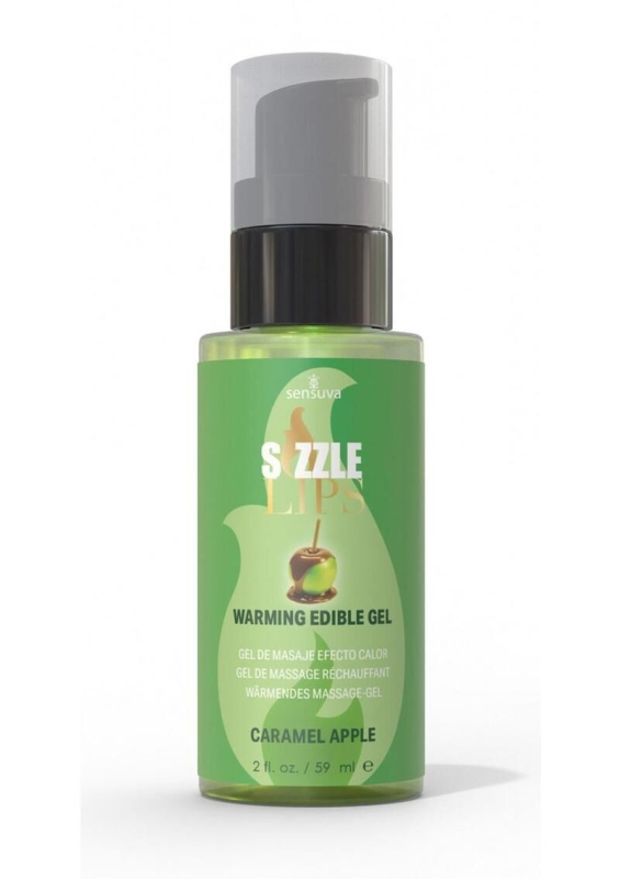 Зігрівальний масажний гель Sensuva Sizzle Lips Caramel Apple (59 мл), без цукру, їстівний - фото