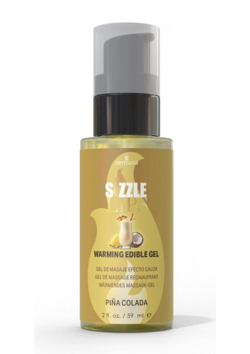 Зігрівальний масажний гель Sensuva Sizzle Lips Pina Colada (59 мл), без цукру, їстівний - фото
