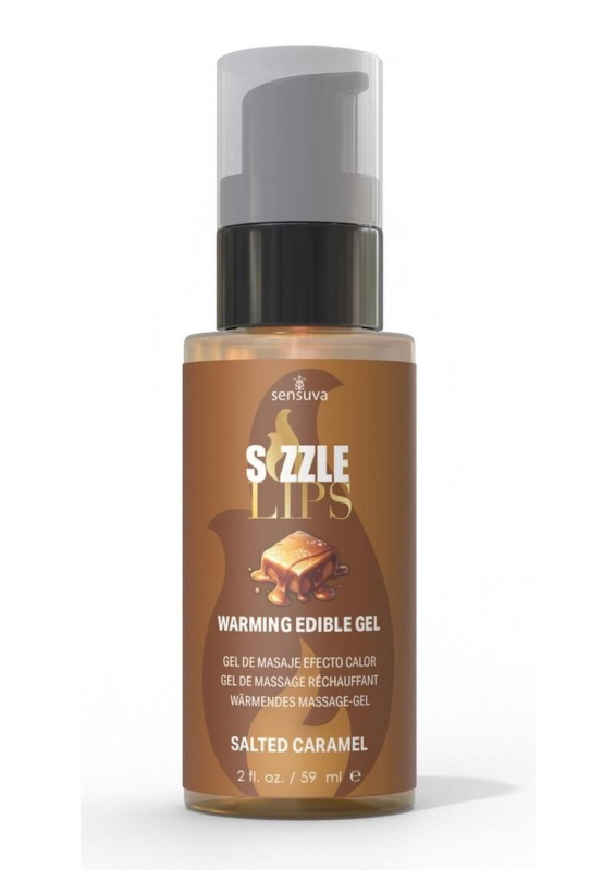 Зігрівальний масажний гель Sensuva Sizzle Lips Salted Caramel (59 мл), без цукру, їстівний - фото