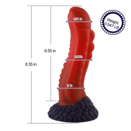Силіконовий дилдо Hismith 8.35" Curved Silicone Dildo Red Monster Series - - фото №2