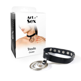 Чокер із натуральної шкіри Art of Sex - Triada, колір чорний - - фото №3