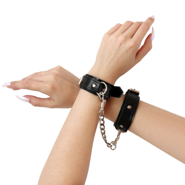 Наручники із екошкіри Art of Sex - Handcuffs Emoji, колір чорний - фото