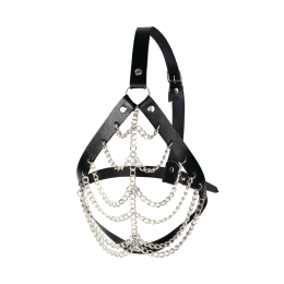 Маска з ланцюгами Art of Sex - Devon, натуральна шкіра, колір чорний - - фото №2