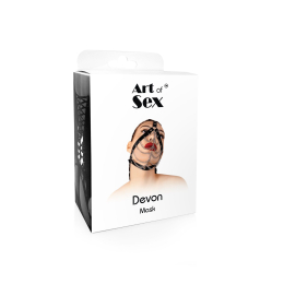 Маска з ланцюгами Art of Sex - Devon, натуральна шкіра, колір чорний - - фото №4